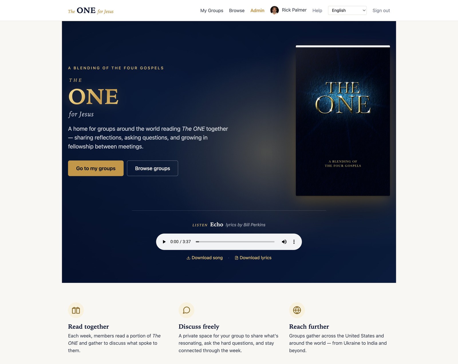 The ONE for Jesus landing page