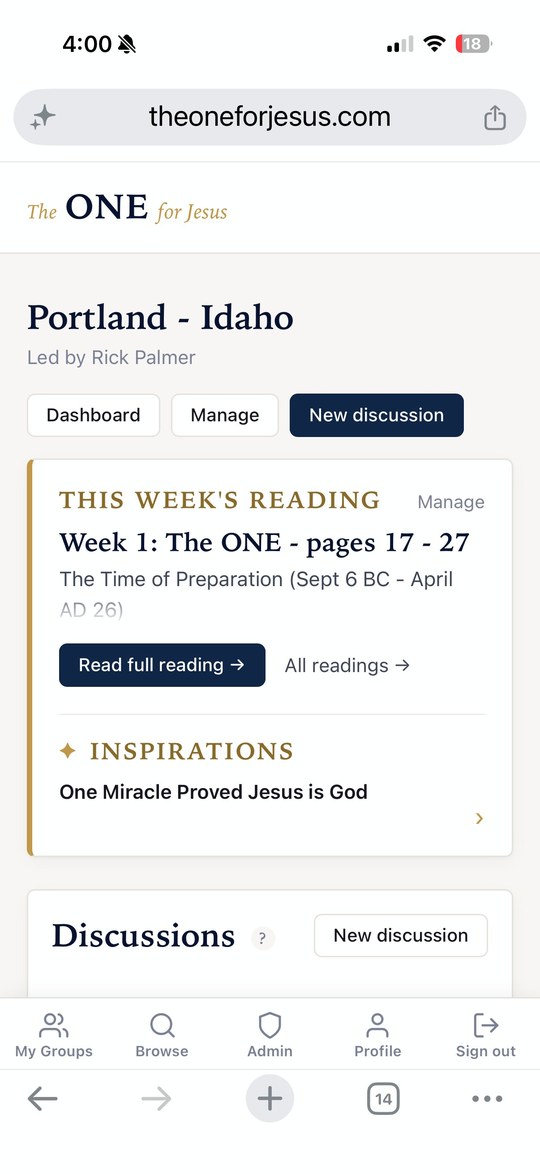 Portland-Idaho group page (mobile view)